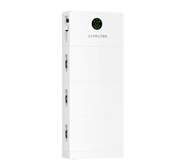 Livoltek Hyper 5000 All-in-One ESS — 5kW Hybrid Inverter + 5.12kWh LiFePO4 — stack front view (official series photograph)