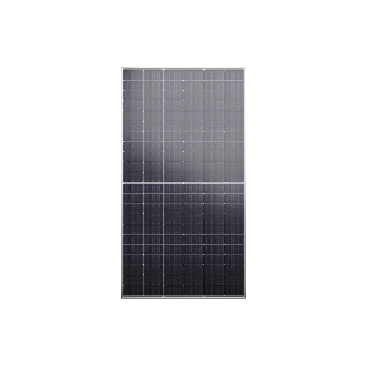 Jinko Solar Tiger Neo bifacial 615W module, front view on white